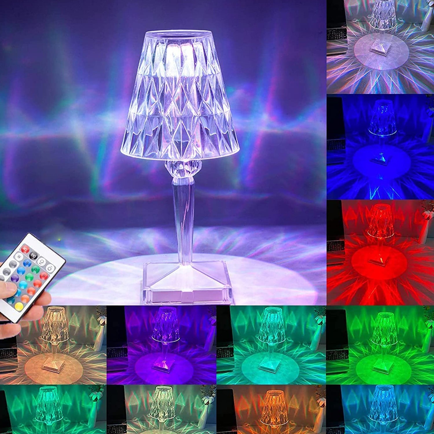 13044 Romantic Crystal Table Lamp, Diamond Lamp, 16 Colors, 6 Brightness Level, Touch / Remote Control Switch, SUB Charging, Lampshade Night Light, Bedroom Bedside, Living Room Decoration 13044 Romantic Crystal Table Lamp, Diamond Lamp, 16 Colors, 6 Brightness Level, Touch / Remote Control Switch, SUB Charging, Lampshade Night Light, Bedroom Bedside, Living Room Decoration